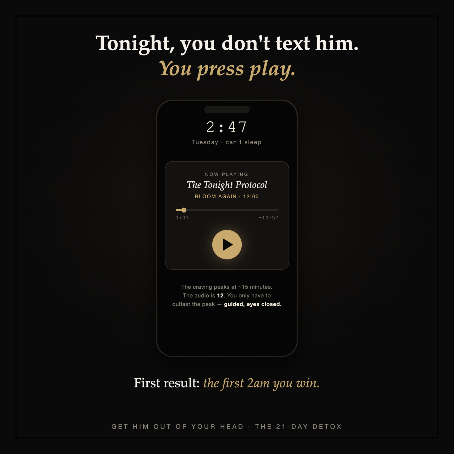 The Tonight Protocol — 12-minute audio for the 2am urge to text him